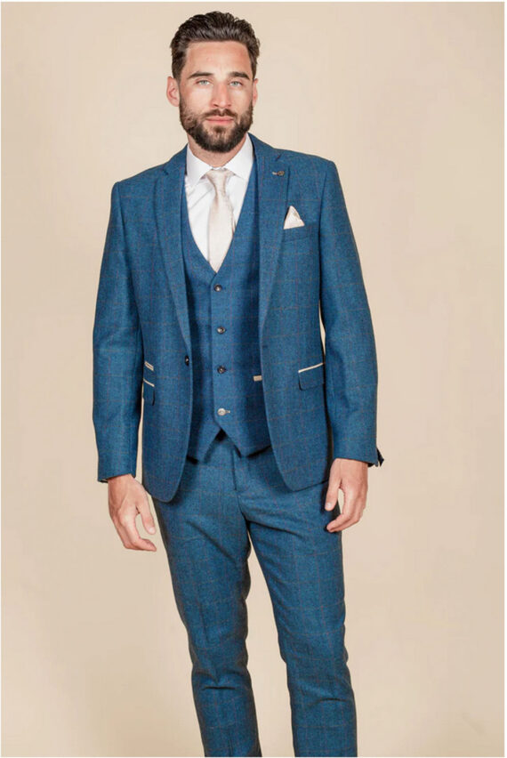 Dion Blue Tweed Check 3 piece suit