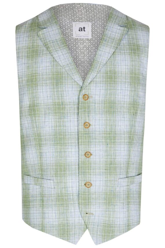 Pastel Green Check Waistcoat