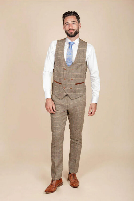 Ted Tan Tweed Check Double-Breasted Waistcoat