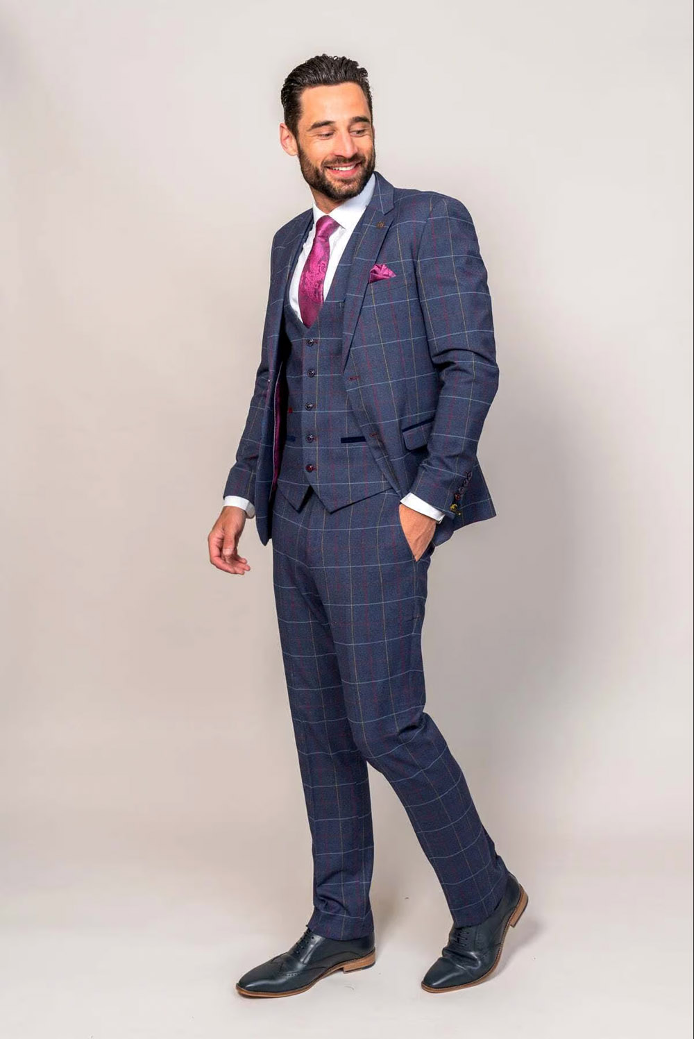 Drake Navy Check 3 Piece Suit