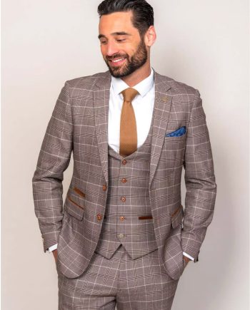 Ray Tan Check 3 piece Suit