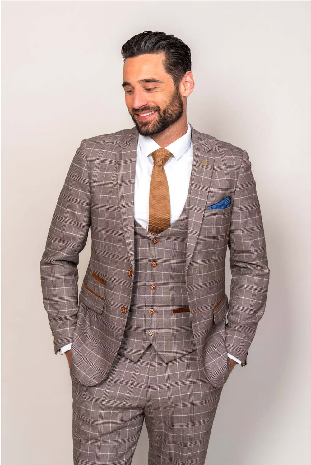 Ray Tan Check 3 piece Suit