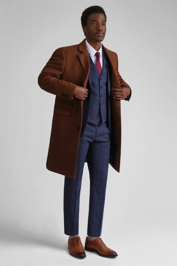 Tan Melton Regular Fit Overcoat