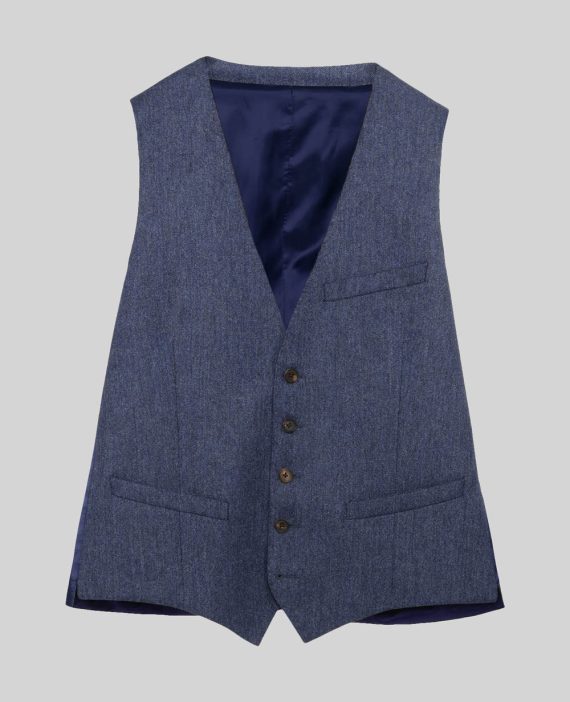 Tolka Donegal Tweed Suit Waistcoat in Blue Salt & Pepper