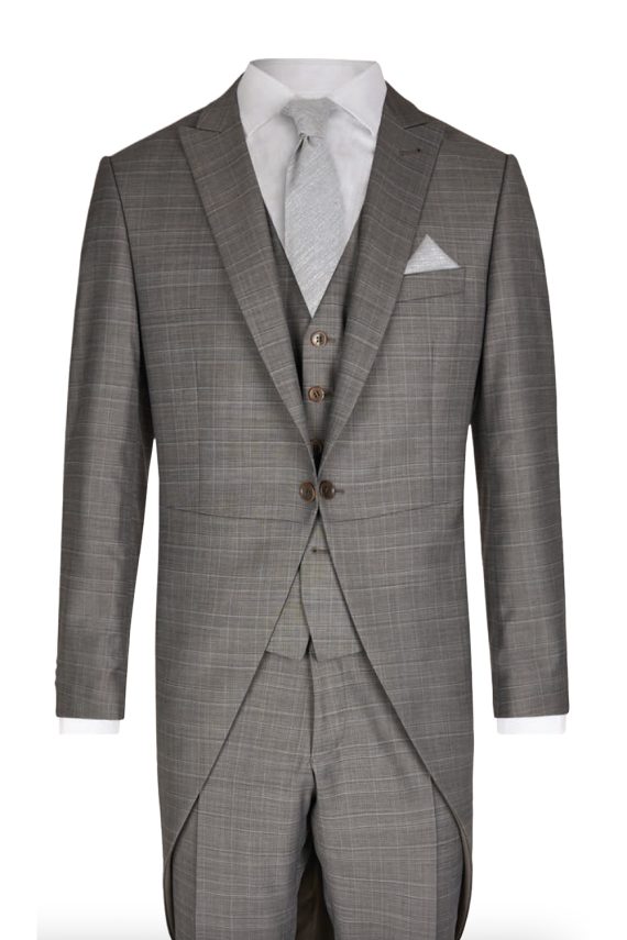 Grey Check Morning Coat 3 Piece Suit