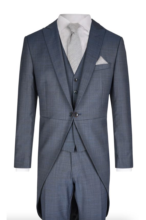 Blue Check Morning Coat 3 Piece Suit