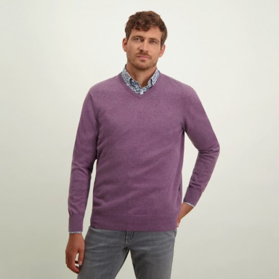 Dark Lavender Fine-knit V-neck Jumper